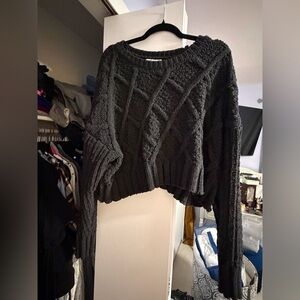 Arizona Jean Company Charcoal Cable Knit Sweater